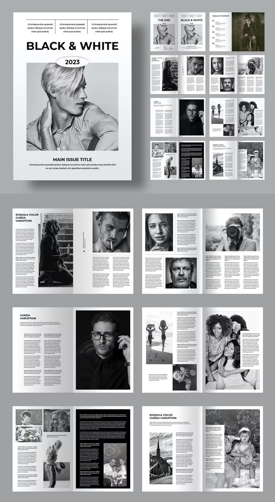 Black And White Brochure Magazine Template