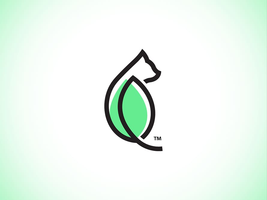 Cat and Leaf Logo Design