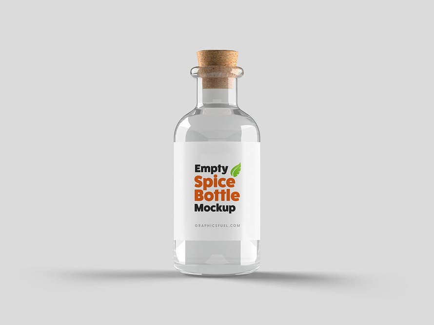 Empty Spice Bottle With Cork Mockup