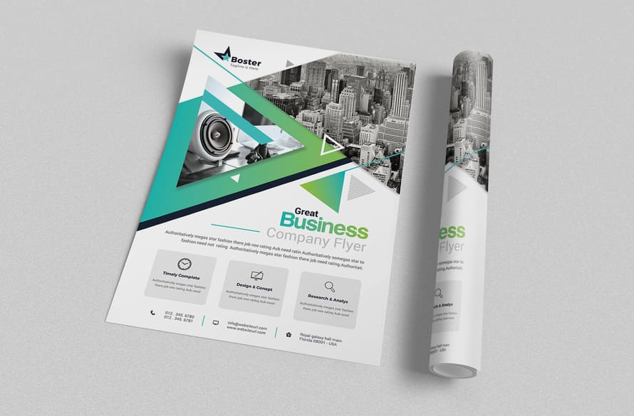 Free A4, A2 and Roll Leaflet Flyers Mockups