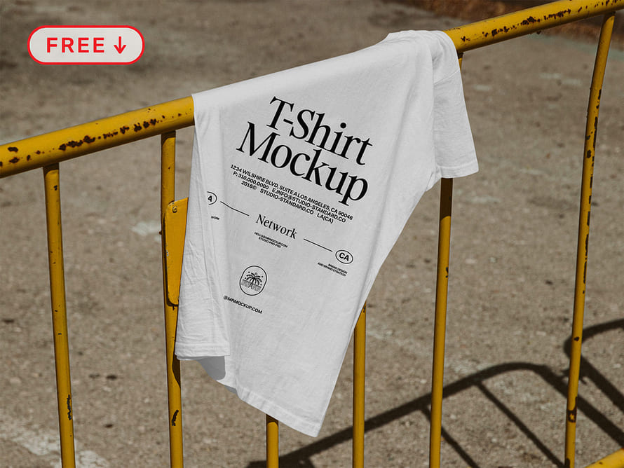 Free T Shirt on Street Mockup