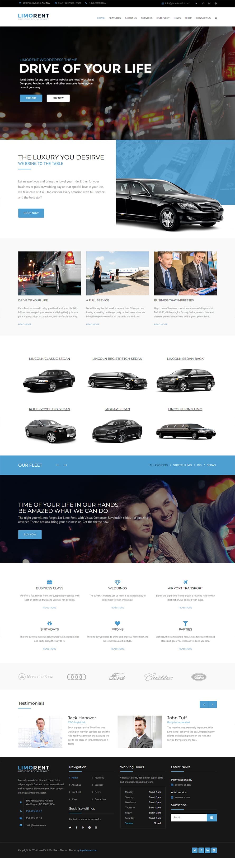 Limo Rent - Limousine And Car Rent WordPress Theme