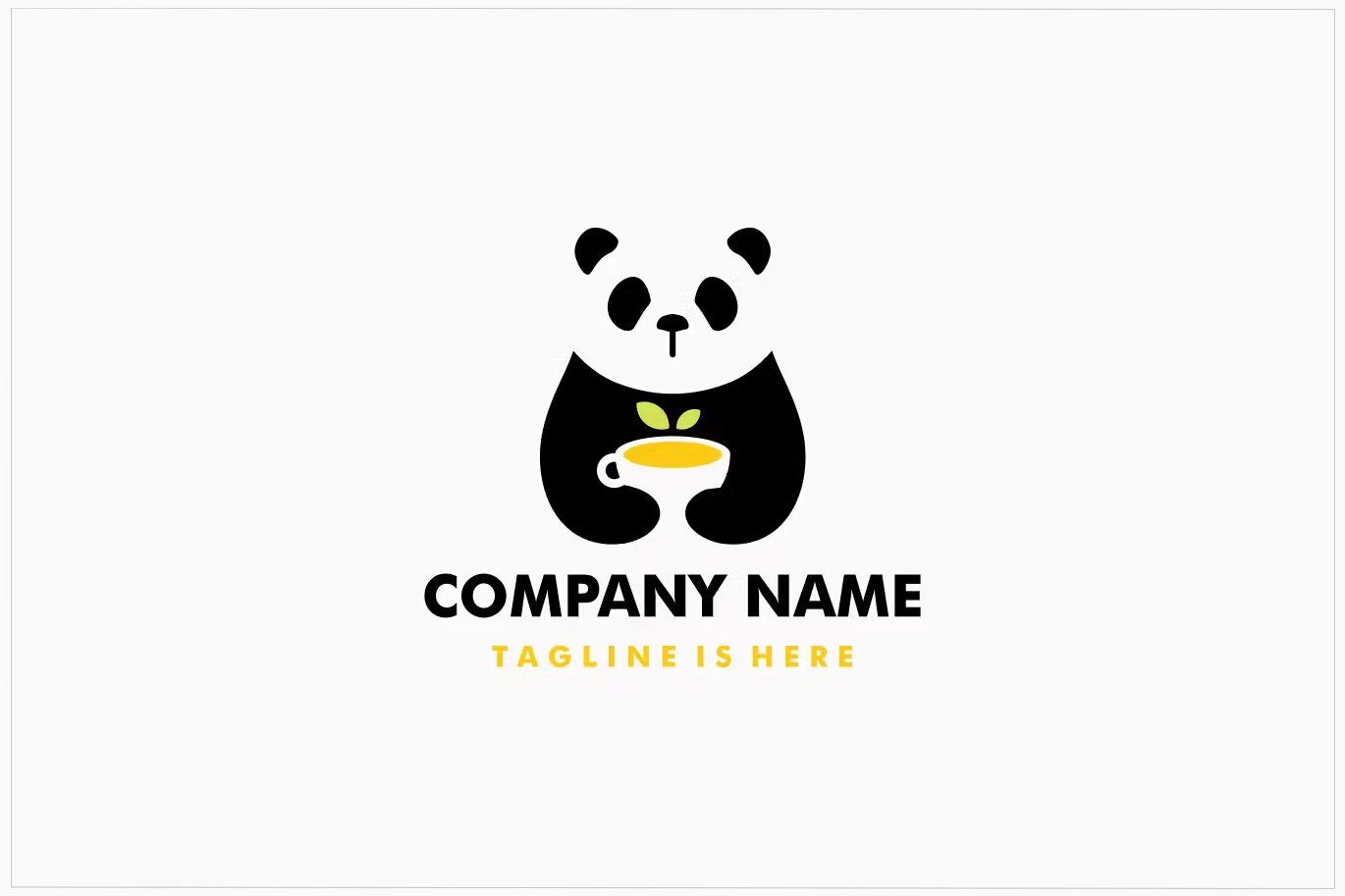 Panda Tea Negative Space Logo Design