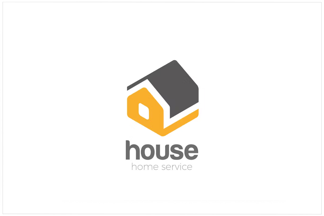 Negative Space Logo House Isometric Abstract Household Services