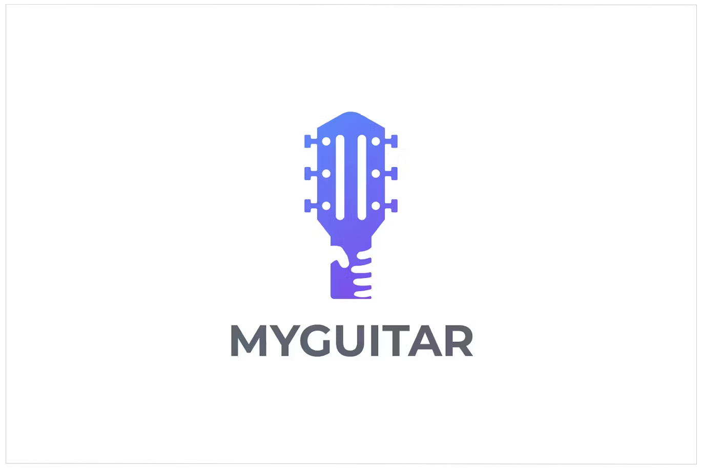 Modern Guitar And Hand Negative Space Logo