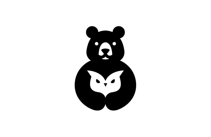 Bear and Owl Negative Space Logo Design by Alex Seciu