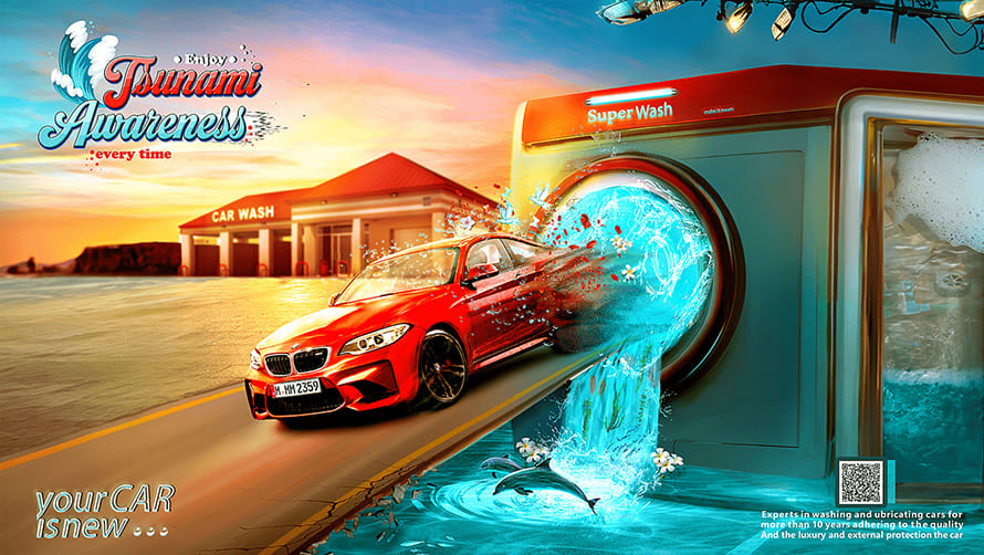 Magical car wash Photo Manipulation by Ahmed Nabil 
