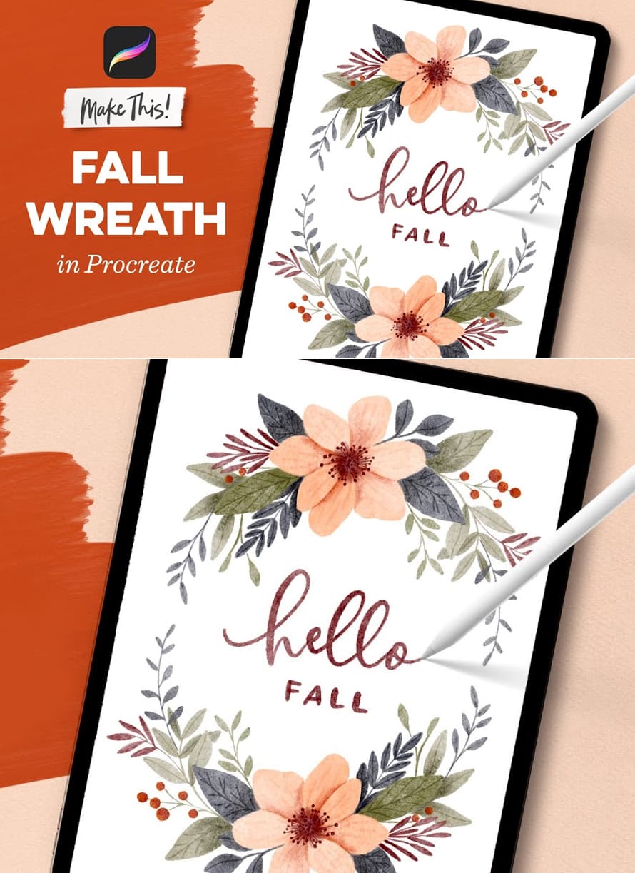 Learn How to Paint a Fall Watercolor Wreath in Procreate Tutorial