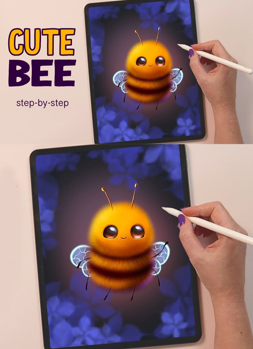 How to Drawing a Cute Bee in Procreate Tutorial
