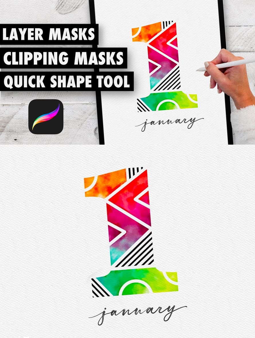 How to Use Clipping Masks, Layer Masks & Quickshape Tool in Procreate Tutorial