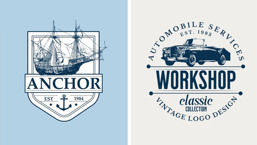 Logo Design in Illustrator Tutorial | Automobile, Harbour & Marine Vintage logo