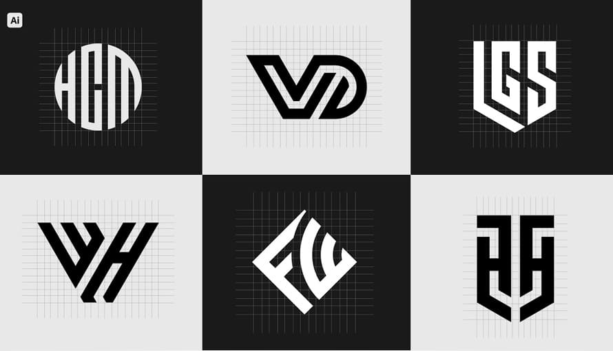 Easy Grid Logo Design Process On Same Lines | Adobe Illustrator Tutorial