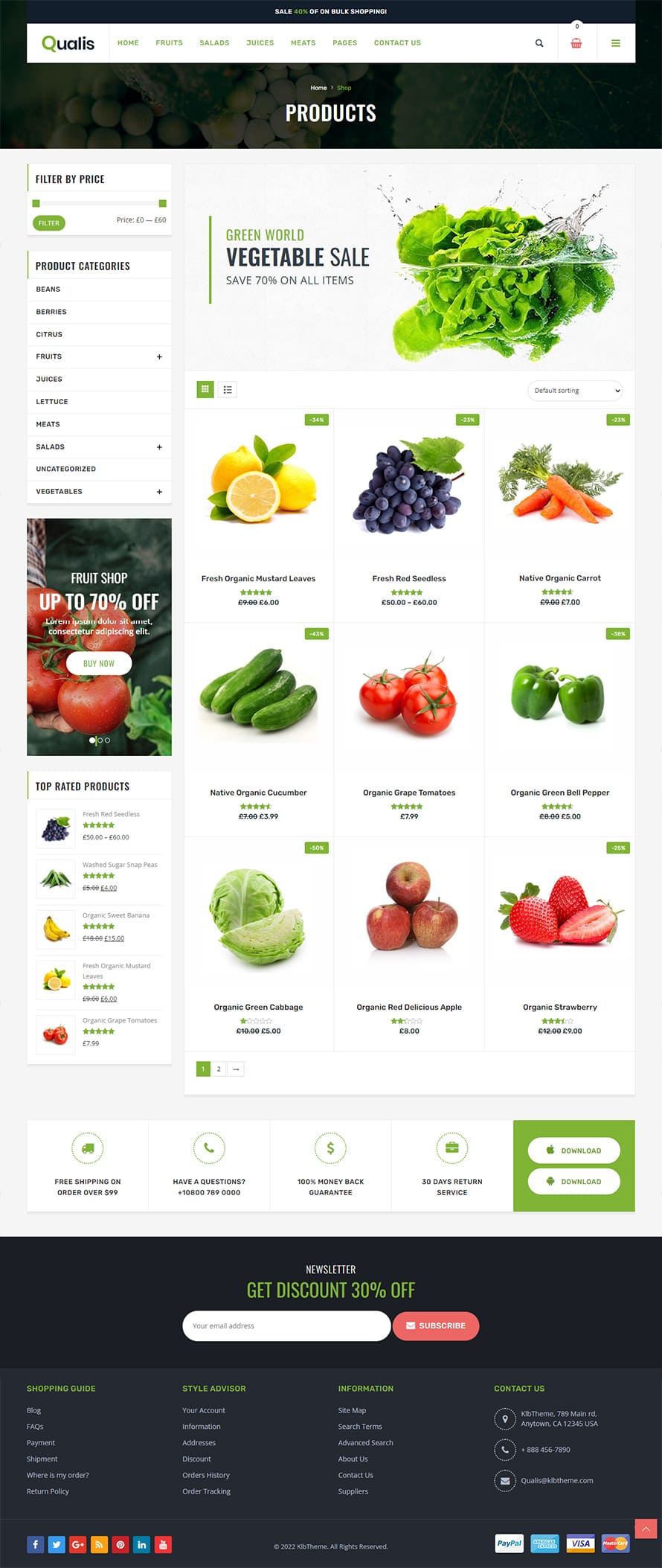 Qualis - Organic Food Responsive Ecommerce WordPress Theme