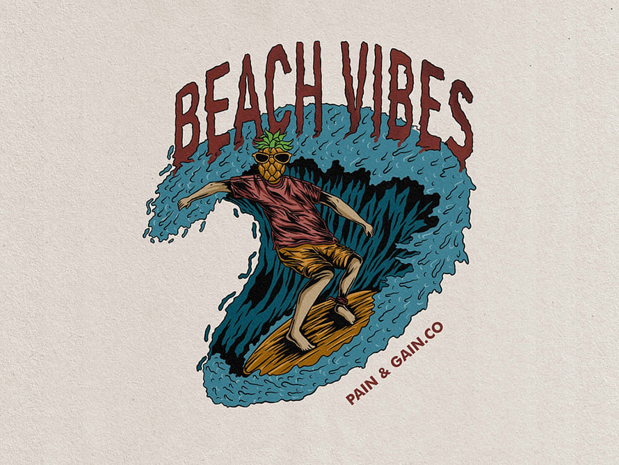 Beach vibes vintage badge design illustration by shufflesinc studio
