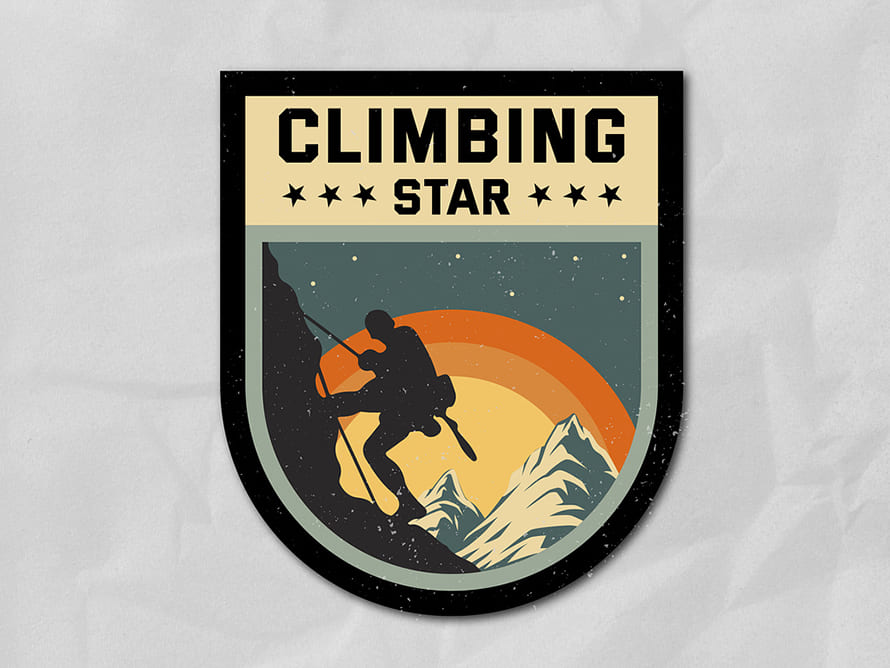 Climbing star vintage logo badge design by Sonia Mahjabin