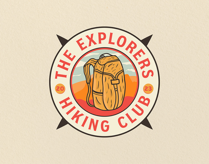 Hiking Club Outdoor Adventure Vintage Badge by Mustain Billah