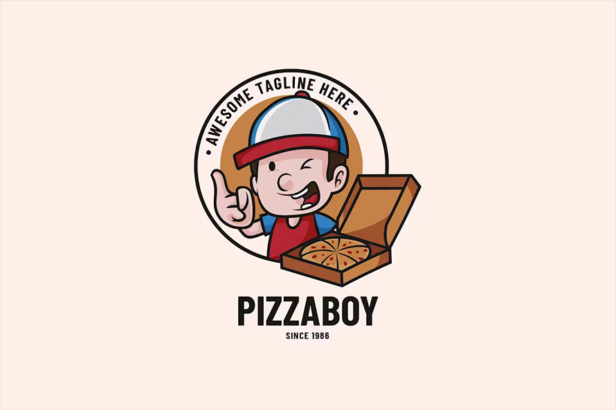 Pizza Boy Logo Template
