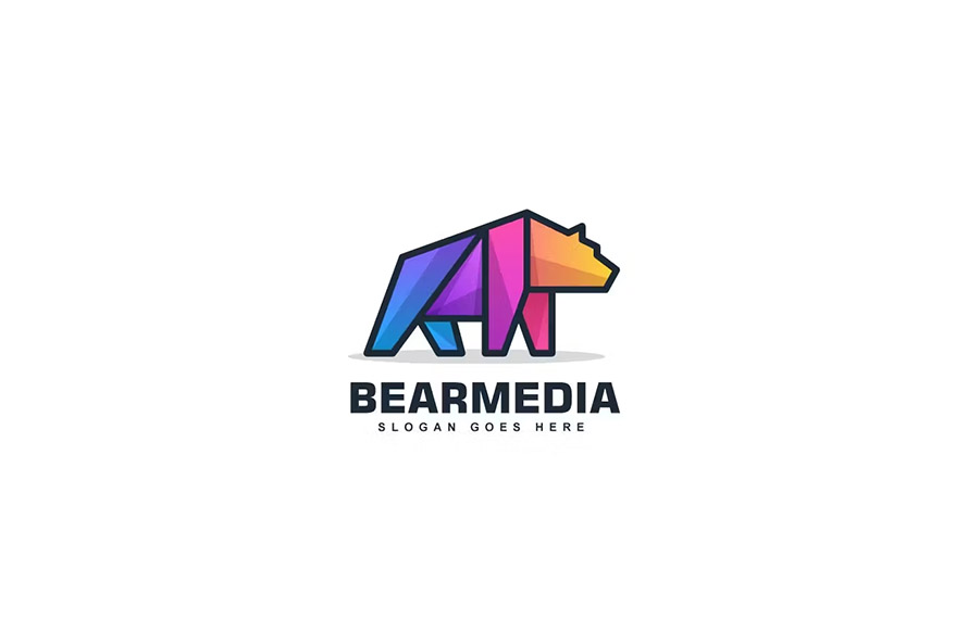 Bear Color Line Logo Vector Template