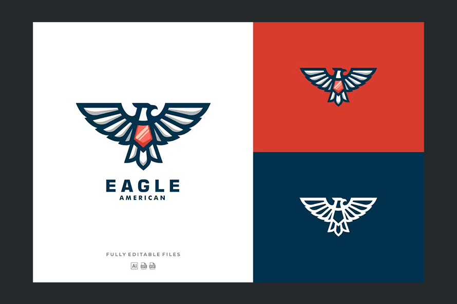 Eagle Mascot Line Art Style Logo Template