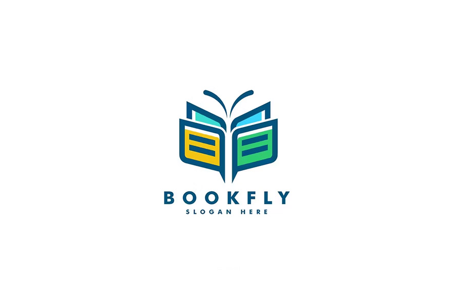 Book And Butterfly Line Art Style Logo Template