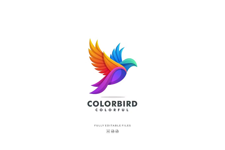 Fly Bird Colorful Logo Template