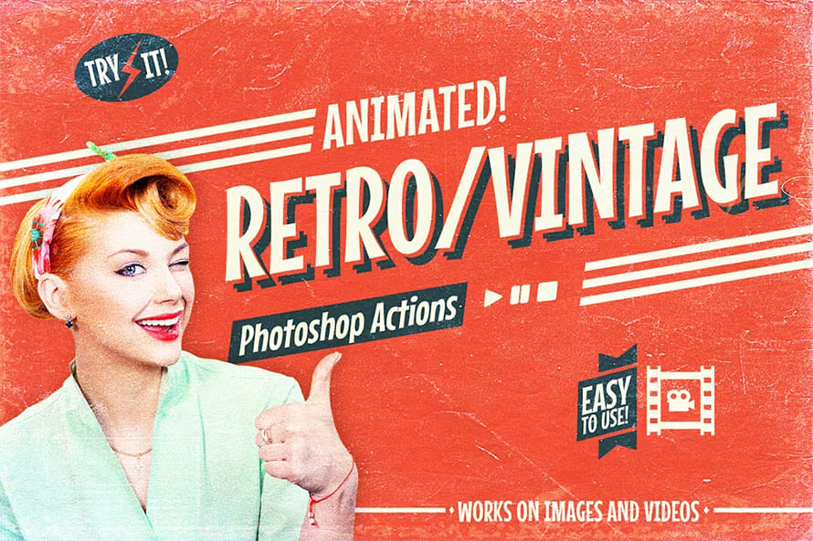 Animated Retro Vintage Film – Photoshop Actions