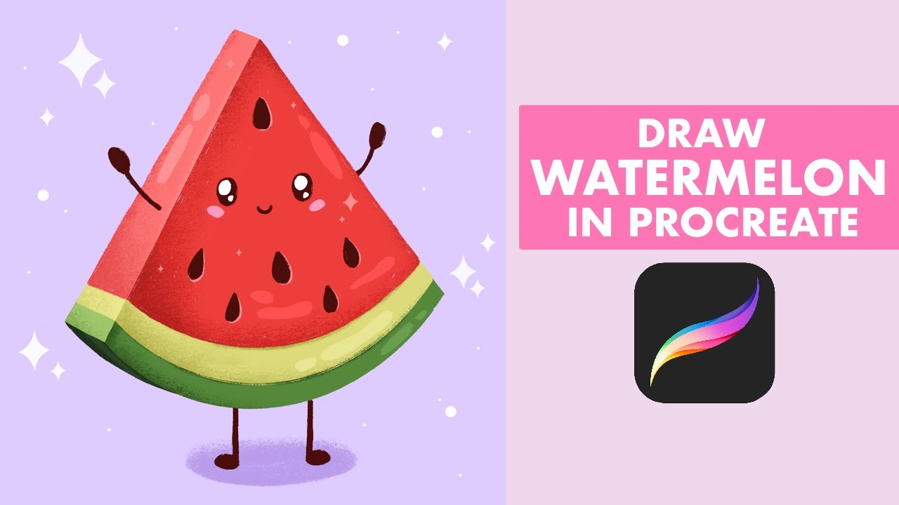 Cute Watermelon Step-By-Step Procreate Tutorial - Digital Illustration On iPad