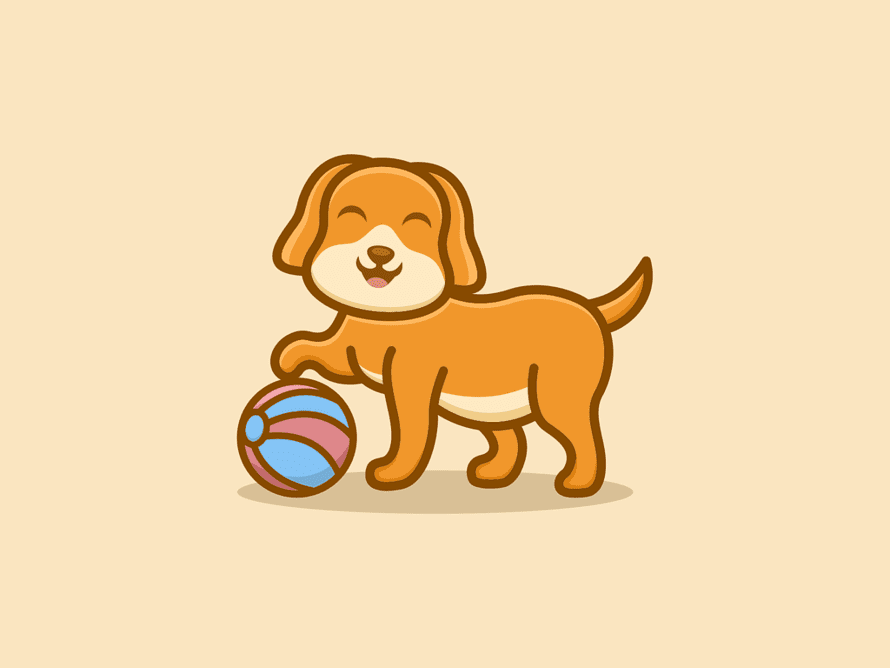 Cute Ball Play Dog Logo by harragraphic