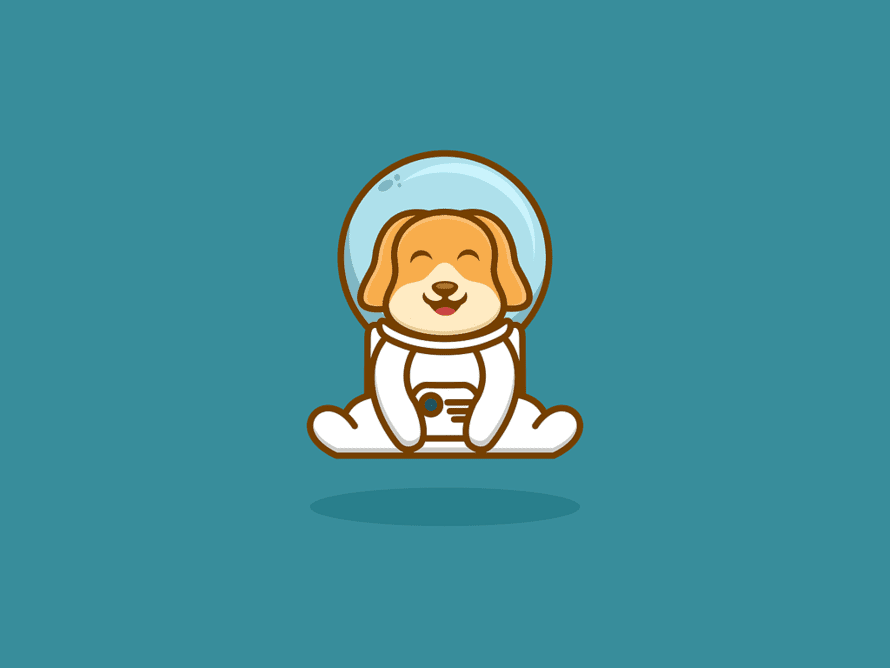 Lindo logo de perro astronauta de harragraphic -  logotipos de perros para tu inspiración