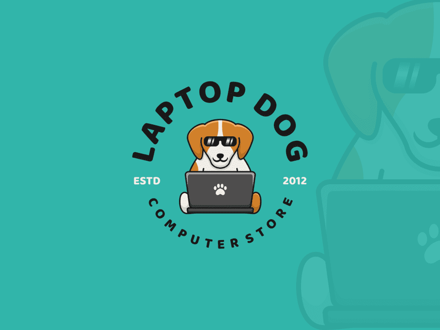 Diseño de logotipo de perro portátil por Flash Graphic