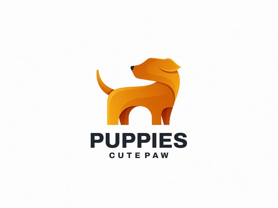 Lindo diseño de logotipo de perro cachorro de yuanesei