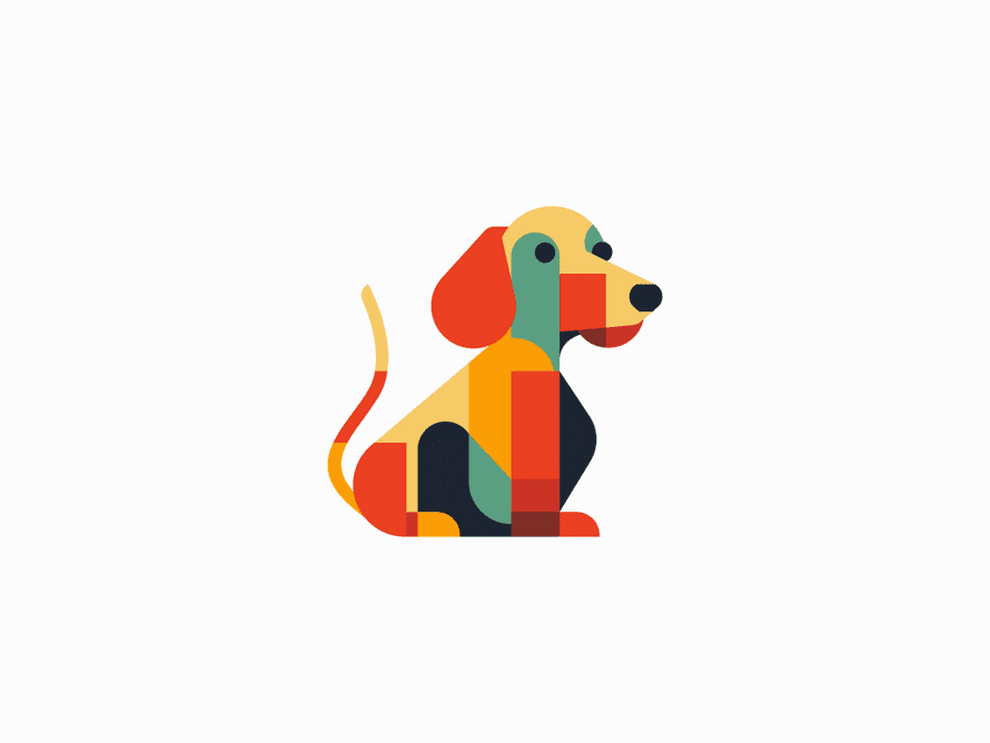 Logo de perro salchicha geométrico por Lucian Radu