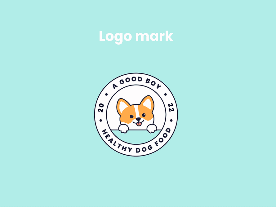 Marca de logotipo. Lindo logotipo de perro, marca de comida para perros de lexielogo