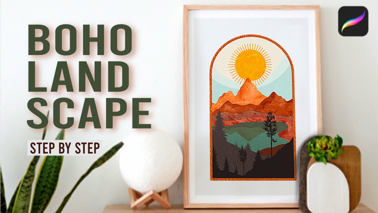 Learn How to Draw Abstract Boho Landscapes in Procreate Tutorial