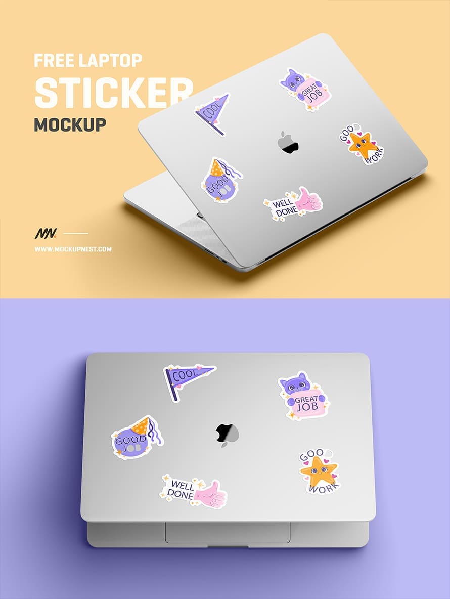 Free Laptop Sticker Mockup
