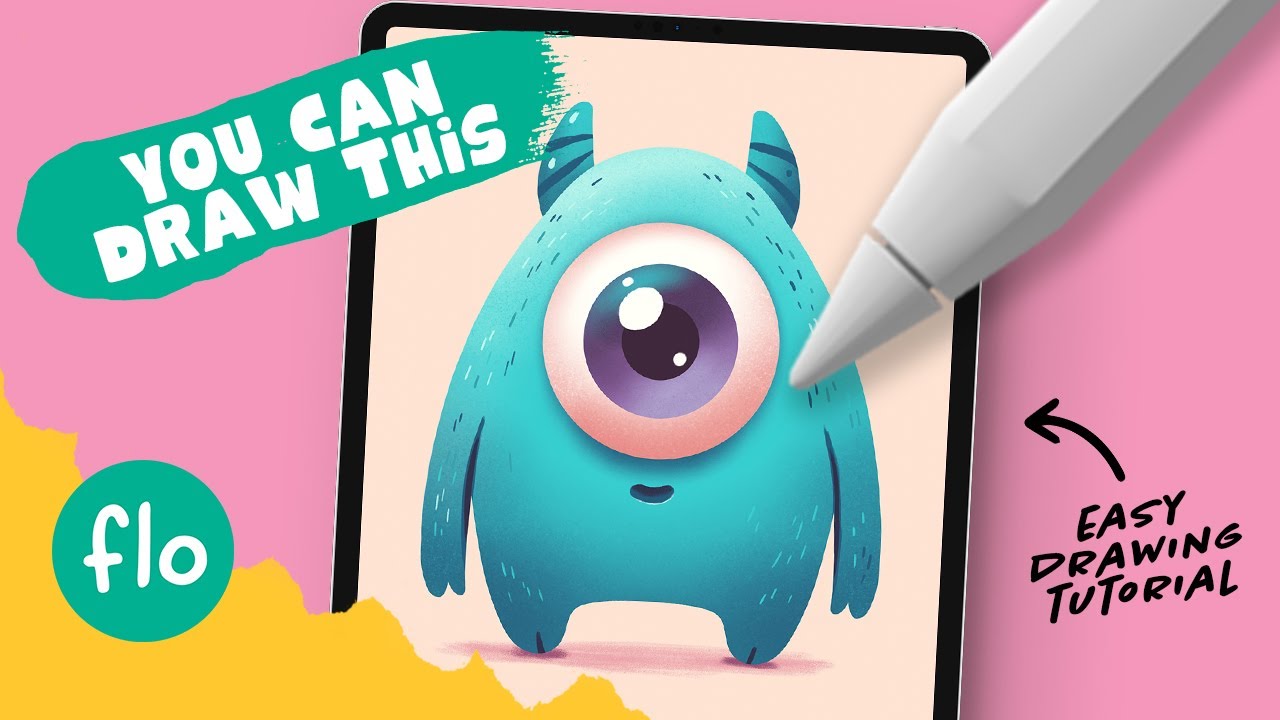 Aprende a dibujar un lindo monstruo en tu iPad - Tutorial fácil de Procreate