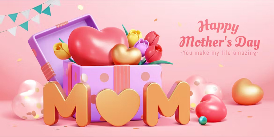 3d Gift Box For Mothers Day Poster