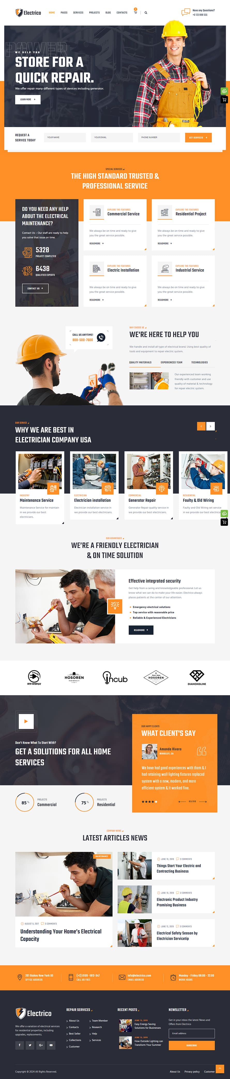 Electrico – Repair and Multi Services WordPress Theme