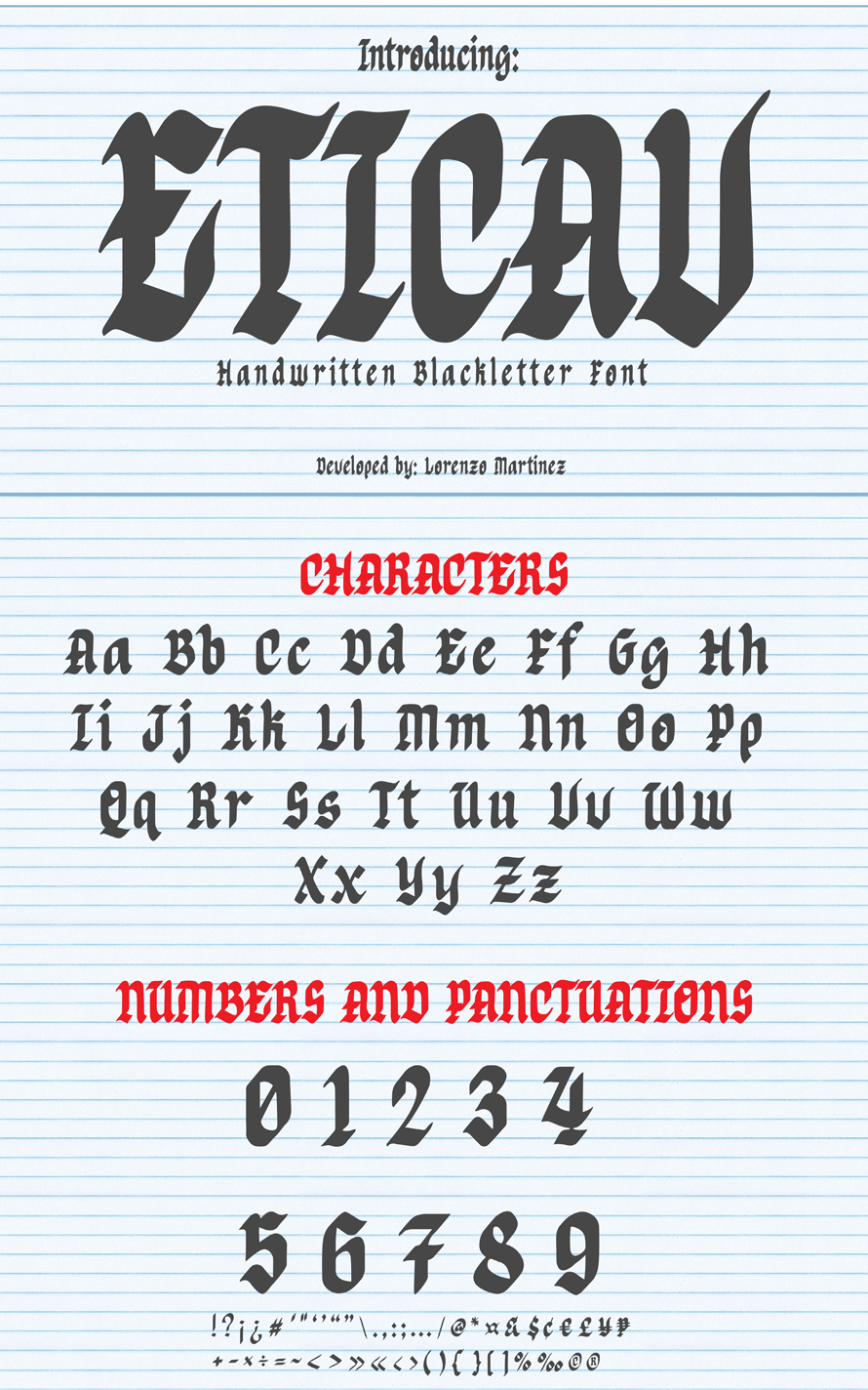 Eticav Handwritten Blackletter Font