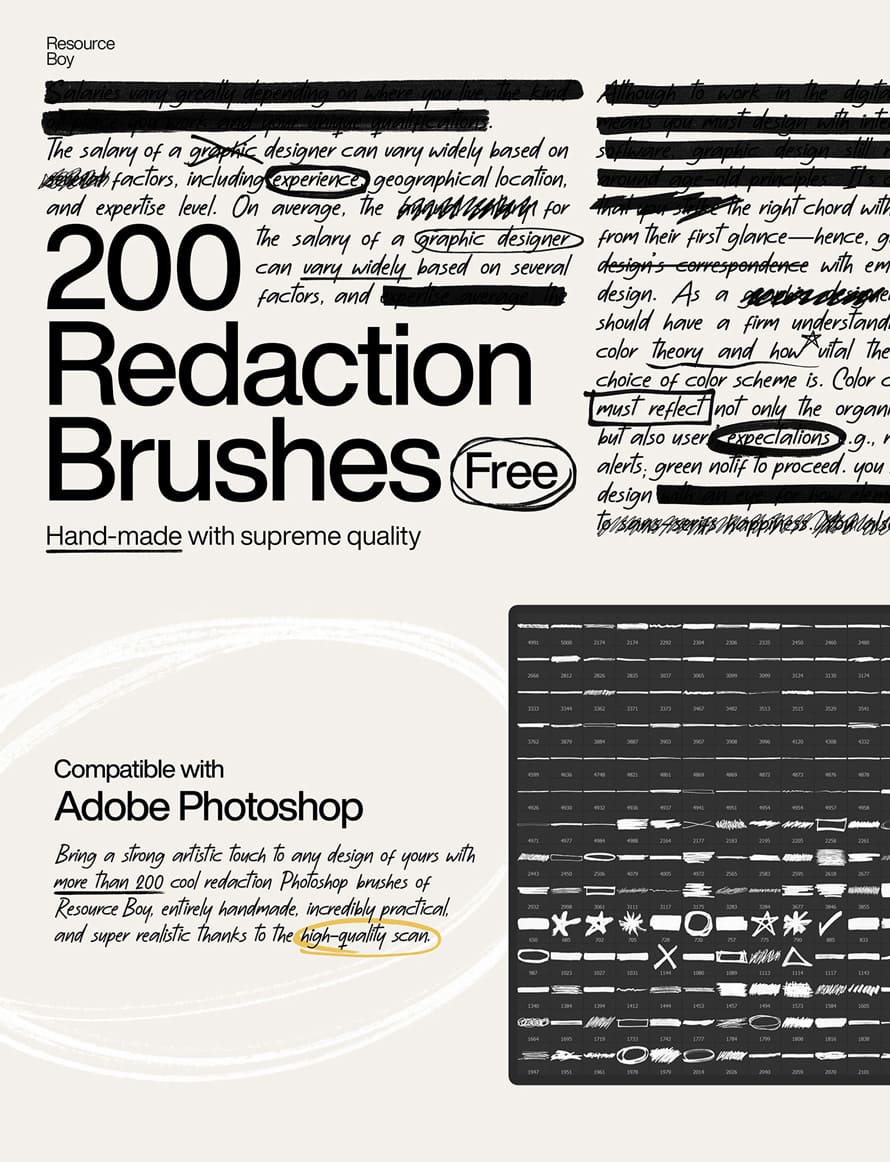 200+ Free Redaction Photoshop Brushes