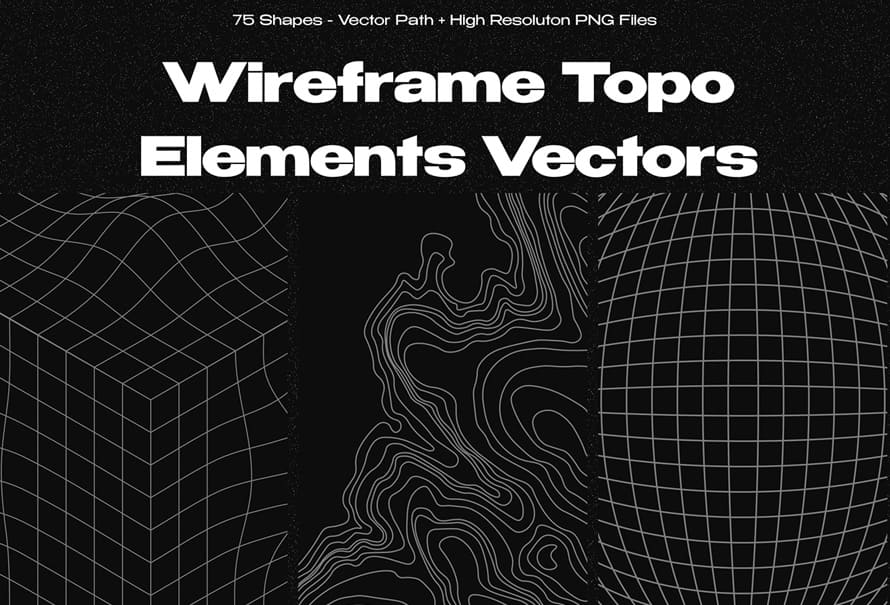 Wireframe Topo Elements Vectors - Free