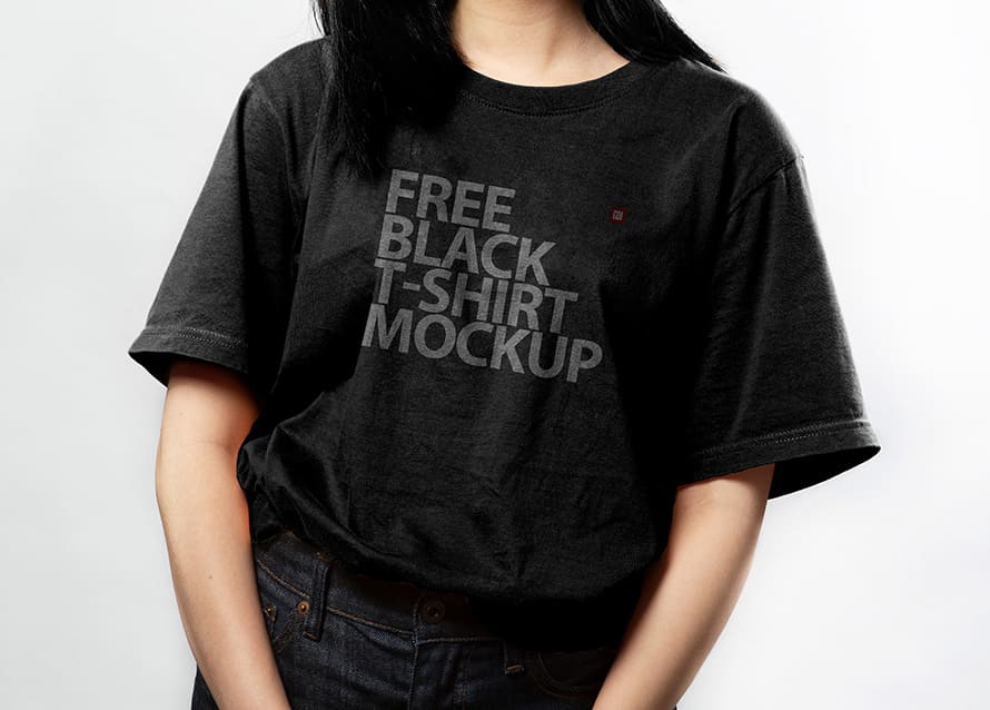 Women Black T-Shirt Mockup - Free