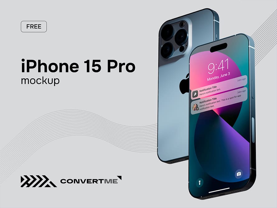 iPhone 15 Pro Mockup (front and back) - Free