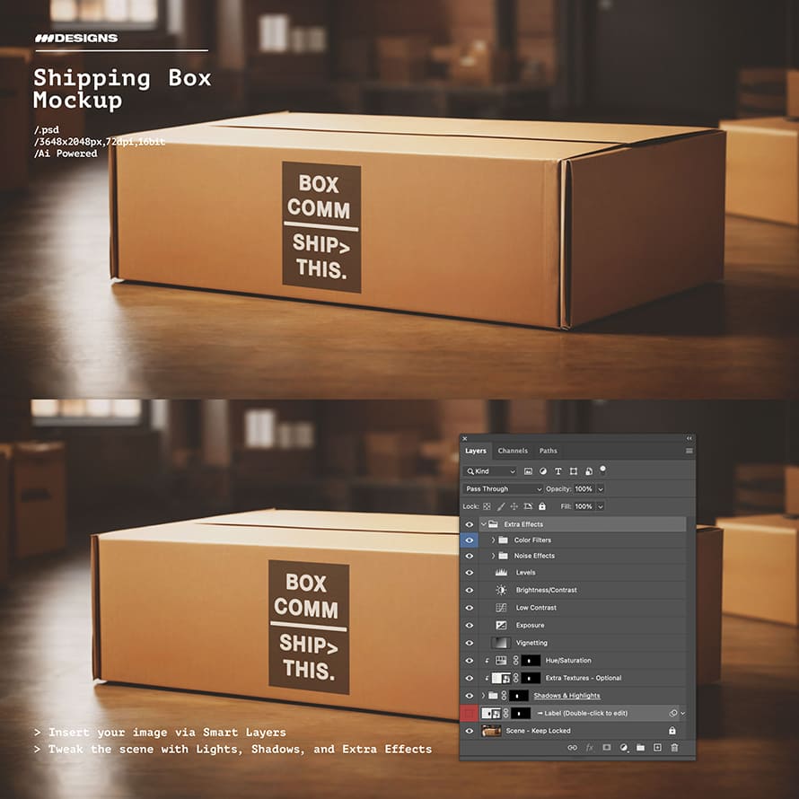 Shipping Box Mockup - Free