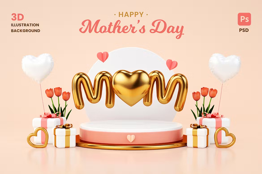 Happy Mothers Day Card And Background