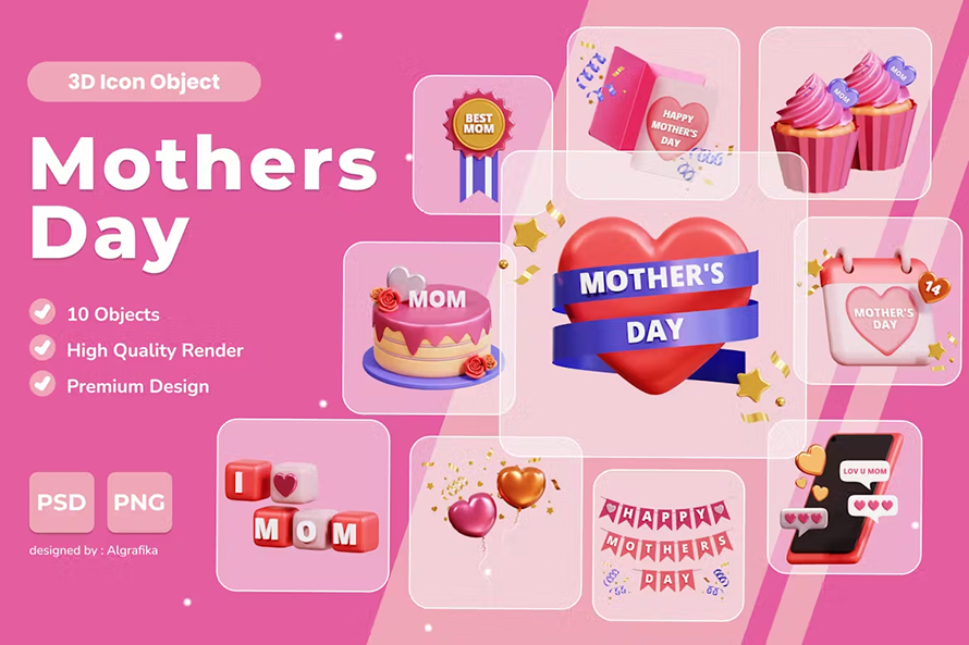 Mothers Day 3d Icons