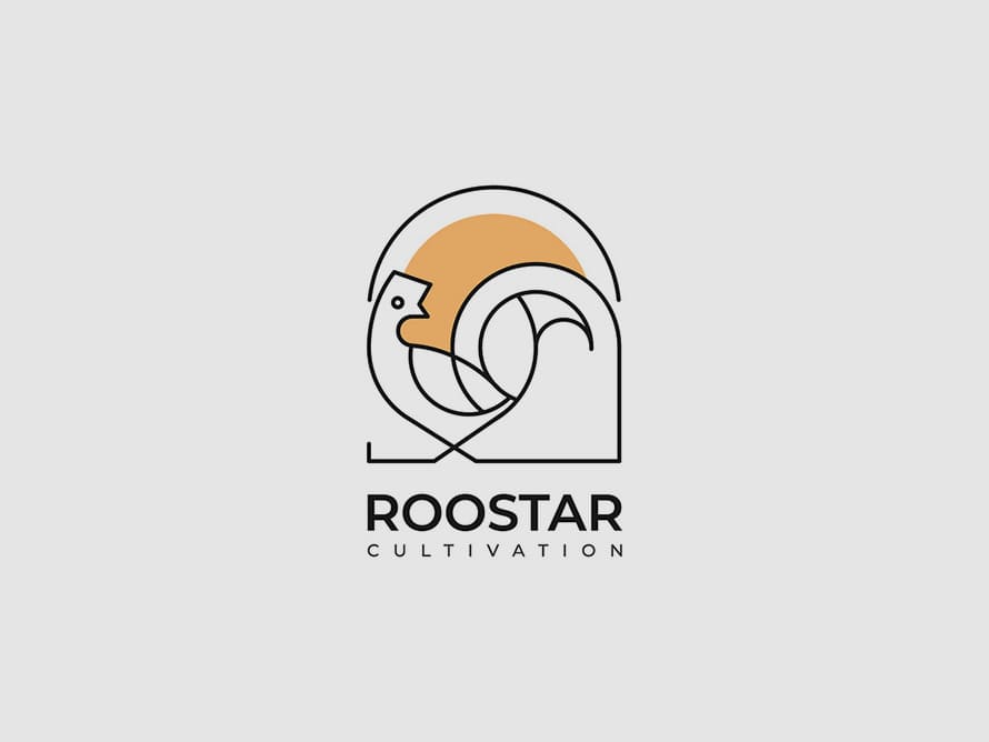 Rooster Logo, Modern Minimal Line Art Logo By Md Humayun Kabir