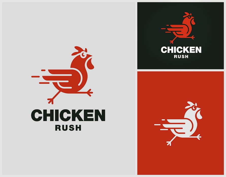 Chicken Rooster Running Rush Logo By Sore_studios