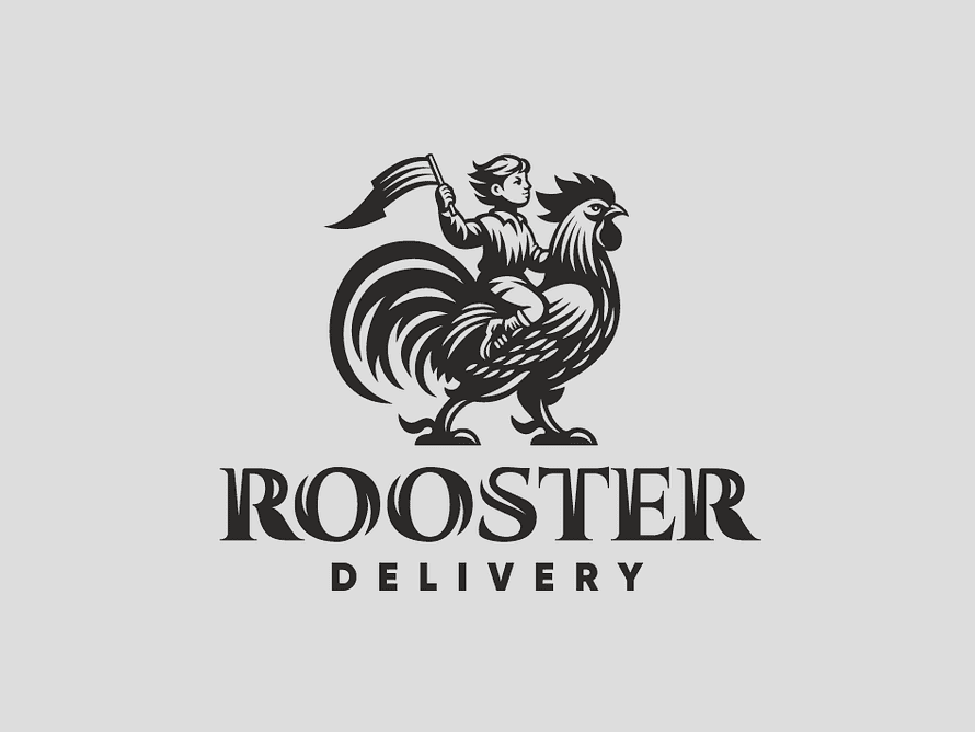 Rooster Delivery Logo Illustratio By Andrew Korepan