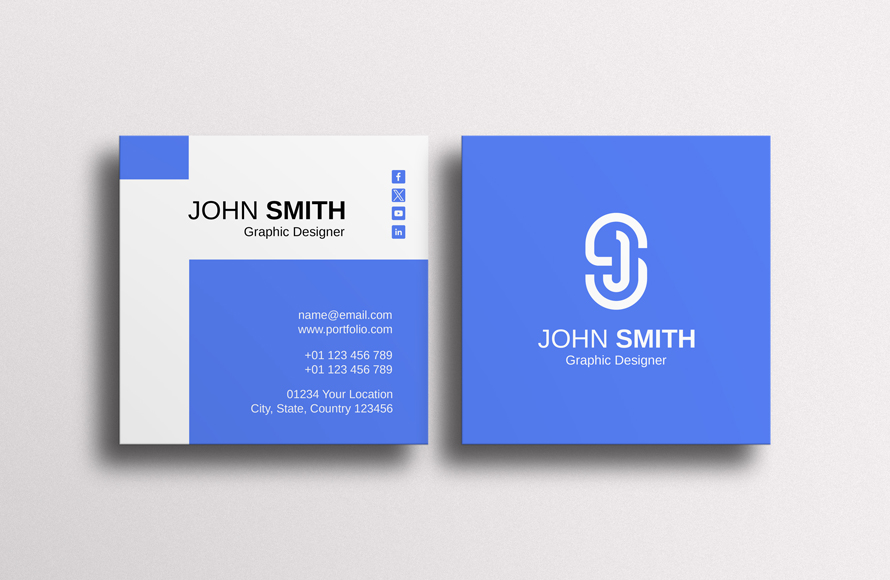 Free Square Business Card Mockup Template